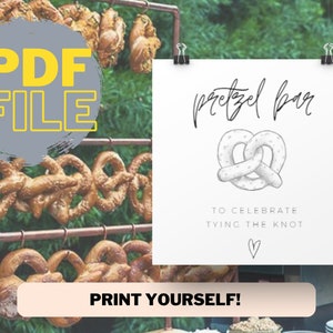 Minimalist Pretzel Wedding Signs- Pretzel Bar - Wedding Art - Modern Wedding Decor - Digital Download PDF