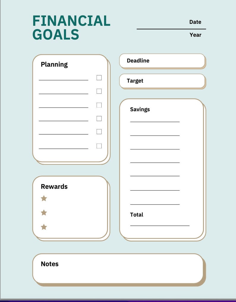 Printable Financial Planner and Goal Tracker - Etsy