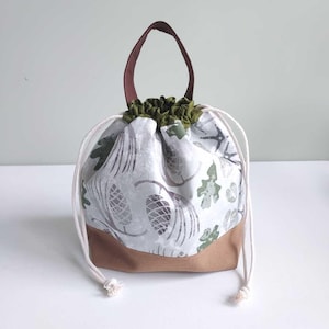 Handmade Woodland Project Bag: Knitting, Crochet Drawstring Organizer