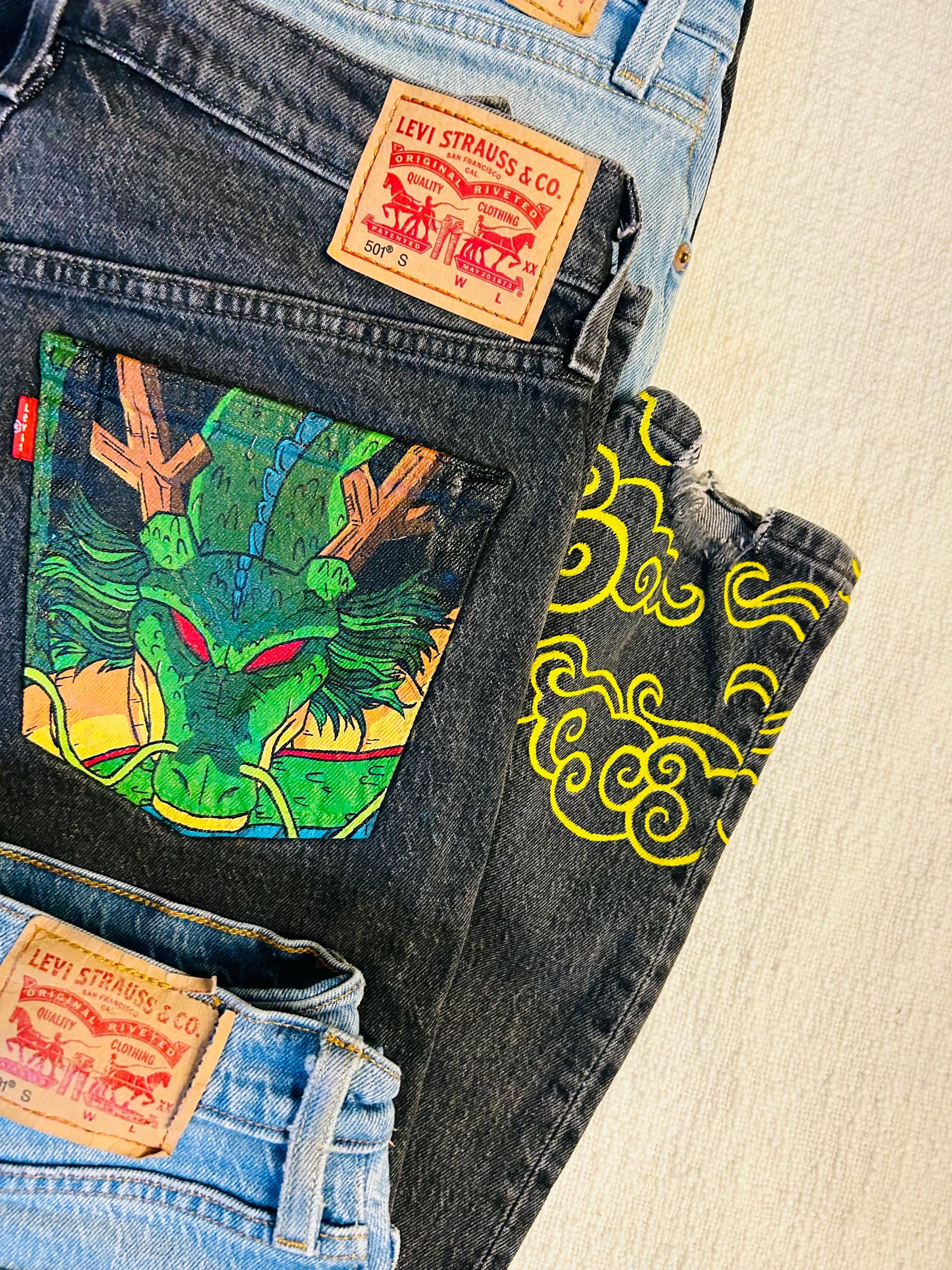 Painted jeans anime - Etsy 日本