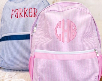 Seersucker Backpack // Monogrammed Backpack, Custom Name, Seersucker School Bag, Diaper Bag, Book Bag, Preschool Backpack, Toddler Backpack