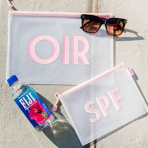 Shadow Monogram Pool Tasche // Nasstasche, wasserfest, Reißverschluss, Kulturtasche, Party Favor, Sonnencreme Tasche, Brautjungfer Tasche