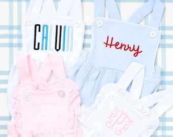 Cotton Sunsuit // Baby Shower Gift, Soft Onesie, Baby Girl Gift, Pink, Custom Name Outfit, Newborn Baby, Footie Romper, Baby Boy Gift