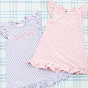Custom Name Flutter Sleeve Striped Bubble & Dress // Personalized Dress, Monogrammed Dress, Sundress, Girl Gift, Onesie, Baby Girl
