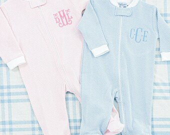 Langarm Bubble Footie // Baby Boy, Mädchen, Coming Home Outfit, Footie Romper, Monogram Sleeper, Neugeborenen Fotos, Krankenhaus Outfit