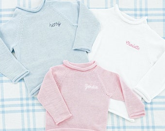 Anpassad namntröja // Monogramtröja, Barntröjor, Anpassat namn, Stickad tröja, Preppy, Personlig tröja, Broderad