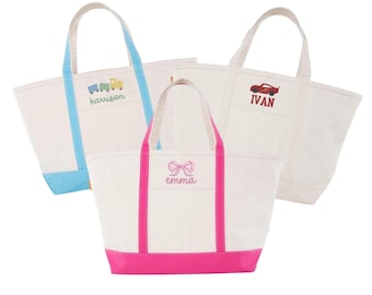 Bolsa de lona con motivo // Bolsa con monograma y cremallera superior, bolsa personalizada, bolsa escolar, regalo de dama de honor, bolsa de playa, bolsa irónica
