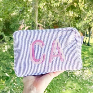 Seersucker Pouch // Shower Gift, Everything Bag, Makeup Bag, Cosmetic Bag, Monogrammed Toiletry Bag, Back To School, Kids Bag, Preppy Stripe