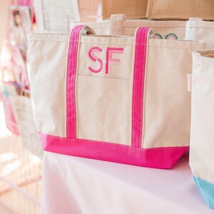 Bolsa de lona // Bolsa con monograma y cremallera superior, bolsa personalizada, bolsa escolar, regalo de dama de honor, bolsa de playa, bolsa irónica, bolsa para niños imagen 4