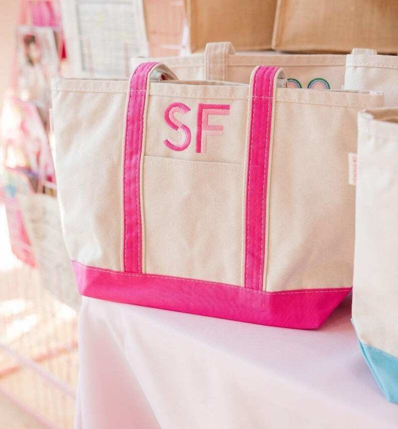 Bolsa de lona // Bolsa con monograma y cremallera superior, bolsa personalizada, bolsa escolar, regalo de dama de honor, bolsa de playa, bolsa irónica, bolsa para niños imagen 4