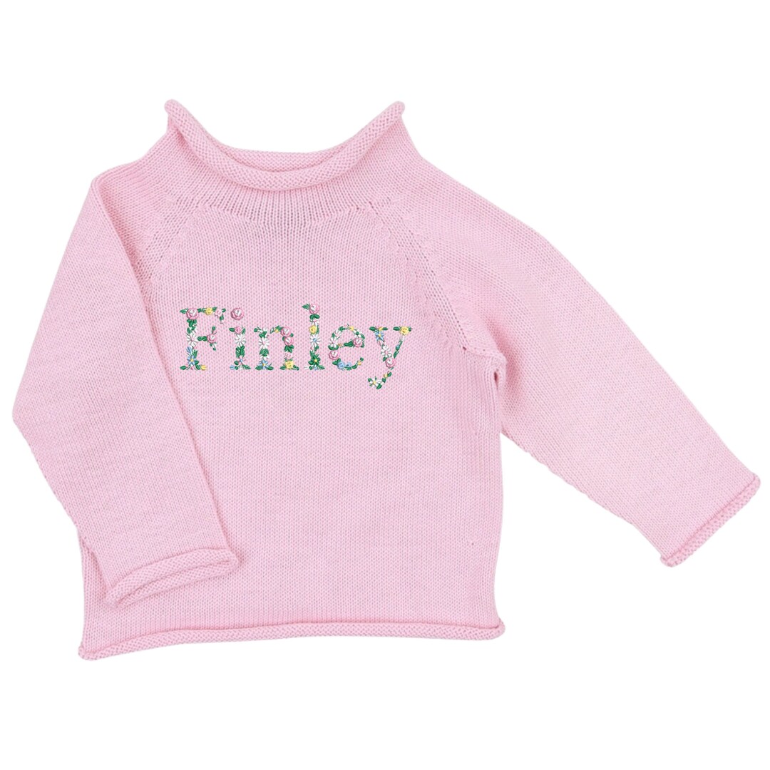 Rollkragenpullover mit Blumenmuster // Monogramm Pullover