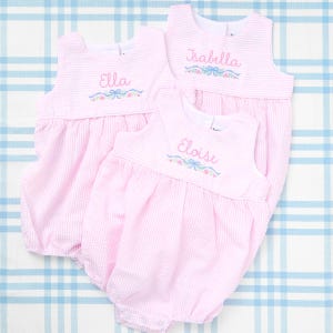 Seersucker Bubble with Motif // Girl Gift, Baby Girl, Baby Boy, Monogram Onesie, Personalized Bubble, Easter Outfit, Seersucker Onesie