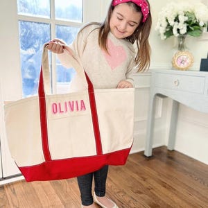 Bolsa de lona // Bolsa con monograma y cremallera superior, bolsa personalizada, bolsa escolar, regalo de dama de honor, bolsa de playa, bolsa irónica, bolsa para niños imagen 3