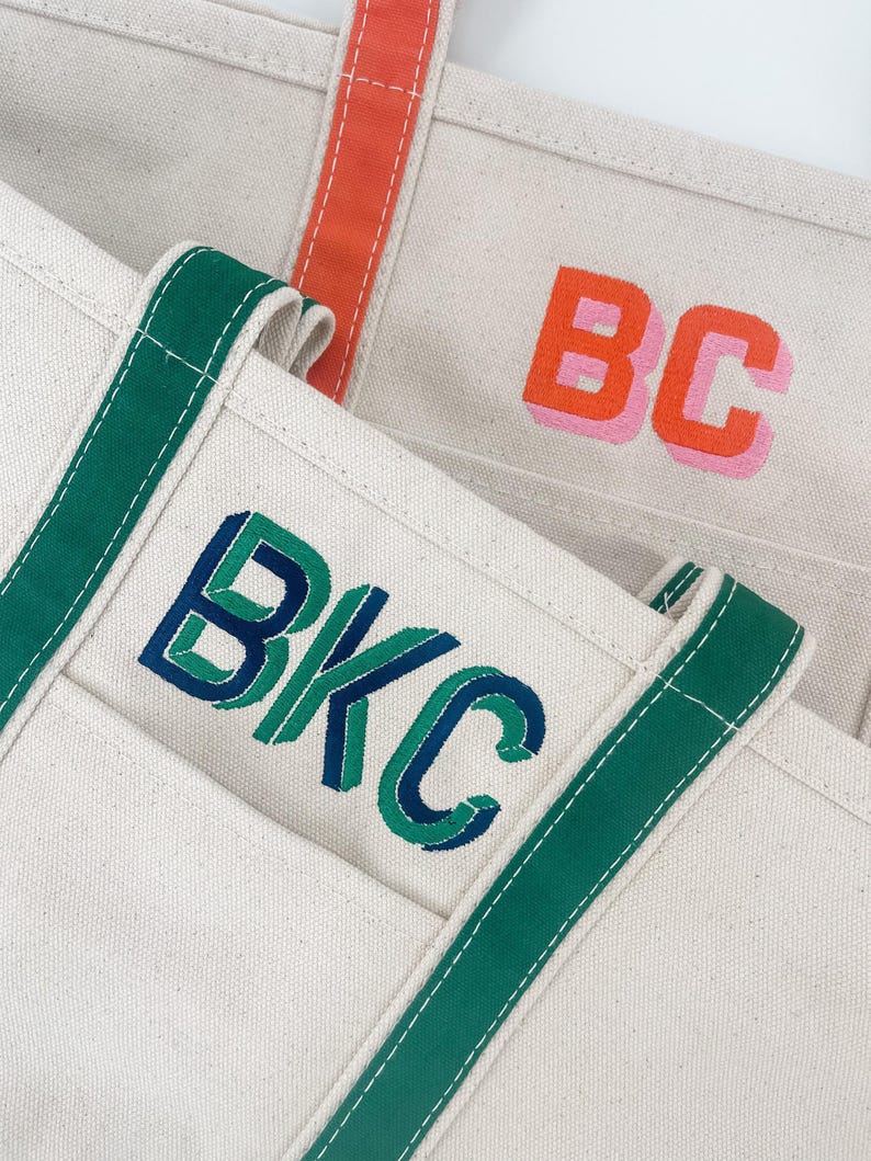 Bolsa de lona // Bolsa con monograma y cremallera superior, bolsa personalizada, bolsa escolar, regalo de dama de honor, bolsa de playa, bolsa irónica, bolsa para niños imagen 6