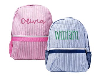 Seersucker Backpack // Monogrammed Backpack, Custom Name, Seersucker School Bag, Diaper Bag, Book Bag, Preschool Backpack, Kids Backpack