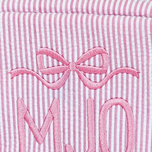 Pochette in seersucker con motivo // Regalo per la doccia, Borsa per tutto, Borsa per il trucco, Borsa per cosmetici, Borsa da toilette con monogramma, Ritorno a scuola, Borsa per bambini immagine 4