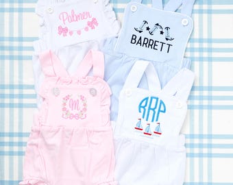 Cotton Sunsuit with Motif // Baby Shower Gift, Soft Onesie, Baby Girl Gift, Custom Name Outfit, Newborn Baby, Footie Romper, Baby Boy Gift