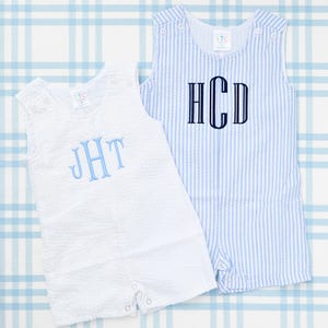 Seersucker Jon Jon // Cotton JonJon Toddler Boy, Baby Boy, Monogram Romper, Personalized Name, Seersucker Outfit, Monogram Jon Jon