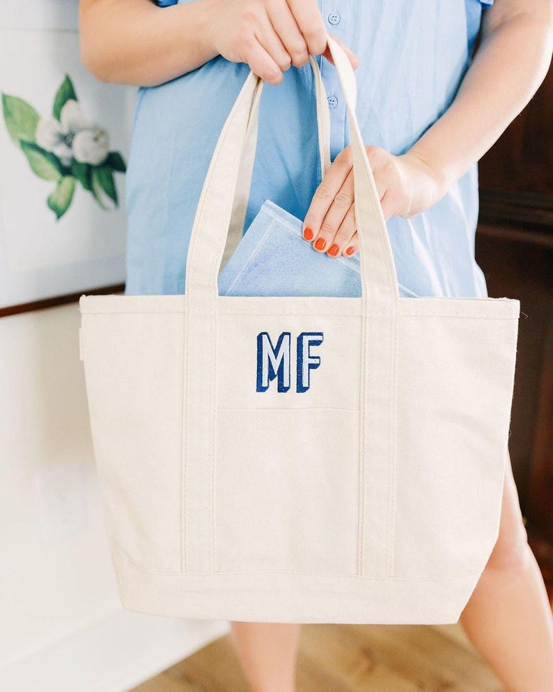 Bolsa de lona // Bolsa con monograma y cremallera superior, bolsa personalizada, bolsa escolar, regalo de dama de honor, bolsa de playa, bolsa irónica, bolsa para niños imagen 7