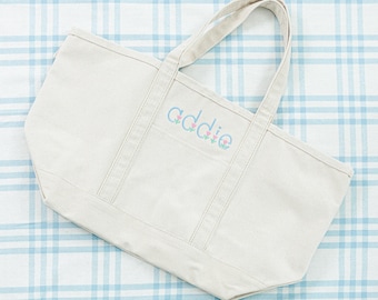 Canvas Tote // Zipper Top Monogram Tote, Personalized Tote Bag, School Tote Bag, Bridesmaid Gift, Beach Tote, Ironic Tote, Kid's Tote