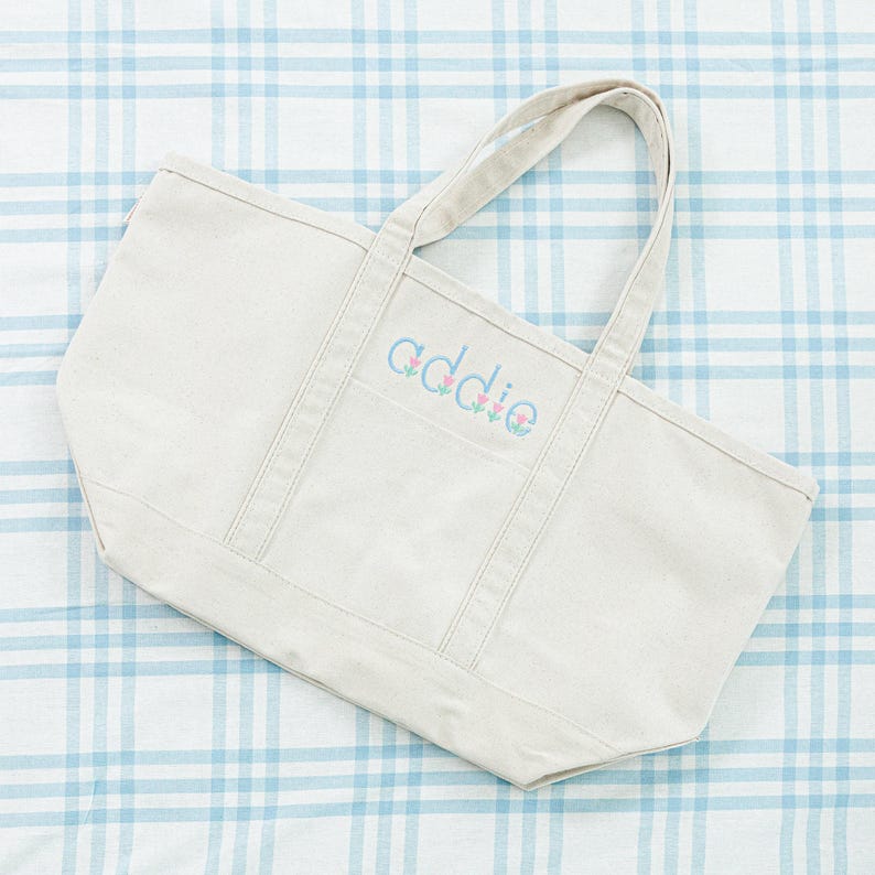 Bolsa de lona // Bolsa con monograma y cremallera superior, bolsa personalizada, bolsa escolar, regalo de dama de honor, bolsa de playa, bolsa irónica, bolsa para niños imagen 1
