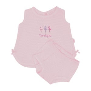 Sleeveless Knit Diaper Cover Set with Motif // Baby Bloomers Set, Baby Girl Newborn Photos, Monogrammed Outfit, Pink Bloomers, Pink Set