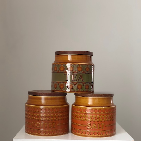 Hornsea  Bronte Storage Jars, Hornsea Saffron Cannisters, Retro Tea Coffee Kitchen Storage, Sustainable Storage