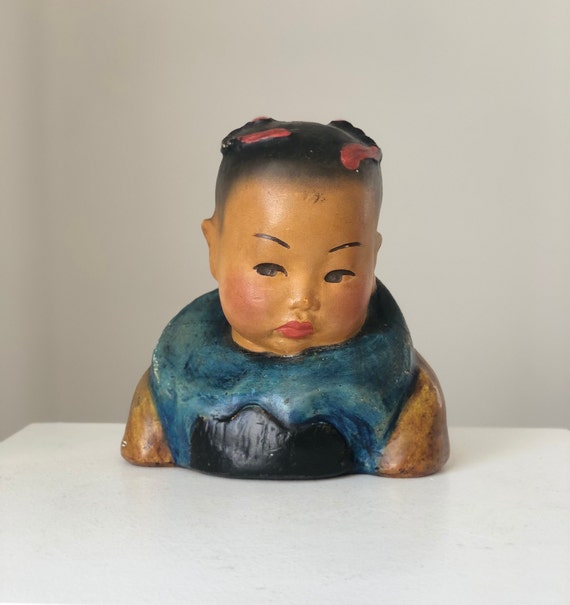 1920s Antique Chalkware Bust: 
