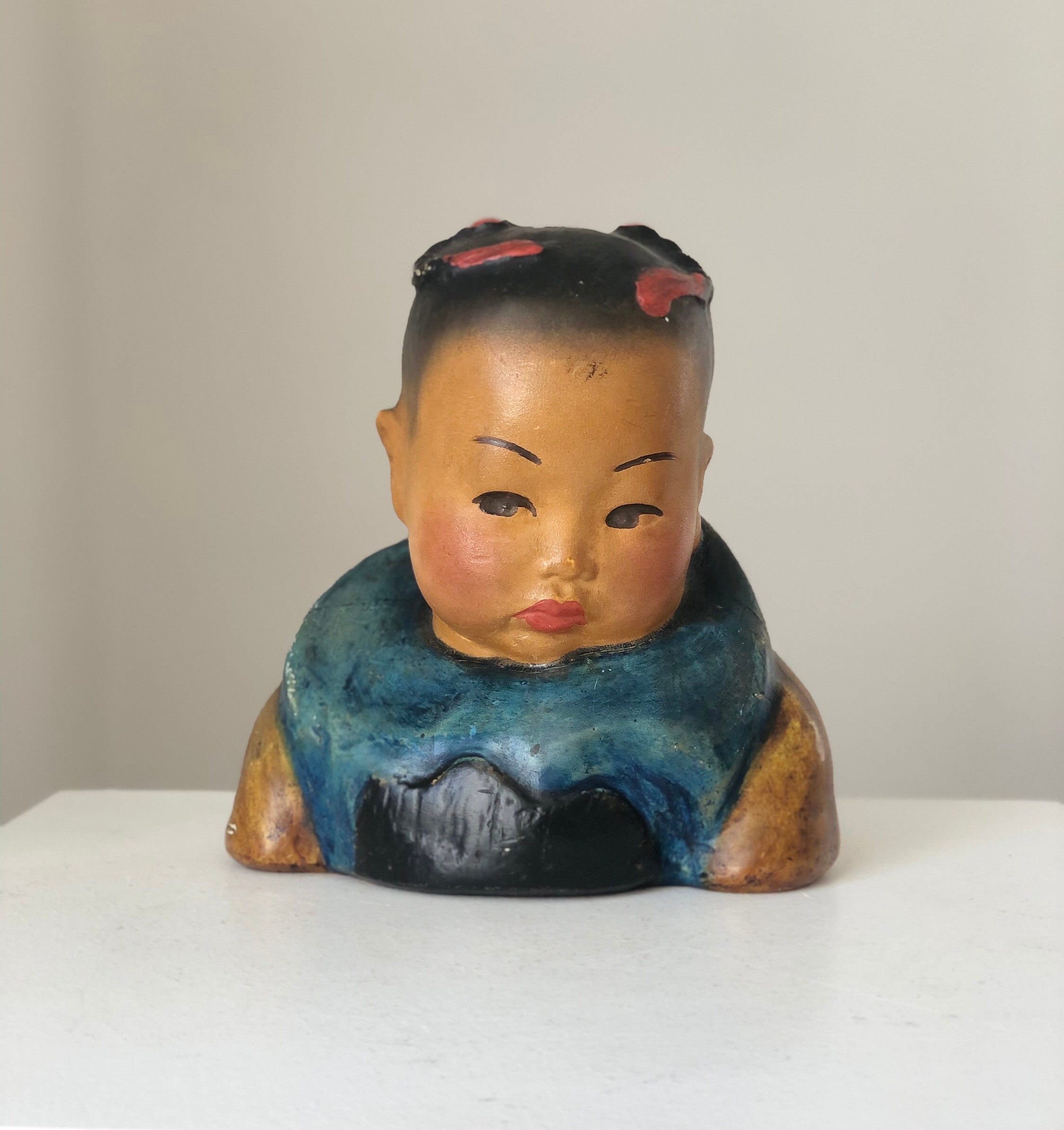 1920s Antique Chalkware Bust: 