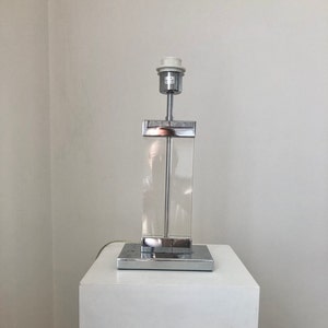 Vintage 1970s Chrome & Plexiglass Table Lamp: Mid Century Modern
