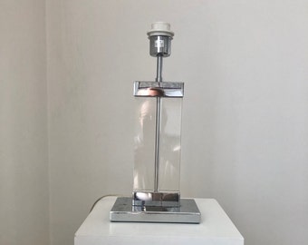 Vintage 1970s Chrome & Plexiglass Table Lamp: Mid Century Modern