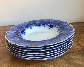 アンティーク ブルー＆ホワイト スープ皿 - リッジウェイ ダンディー