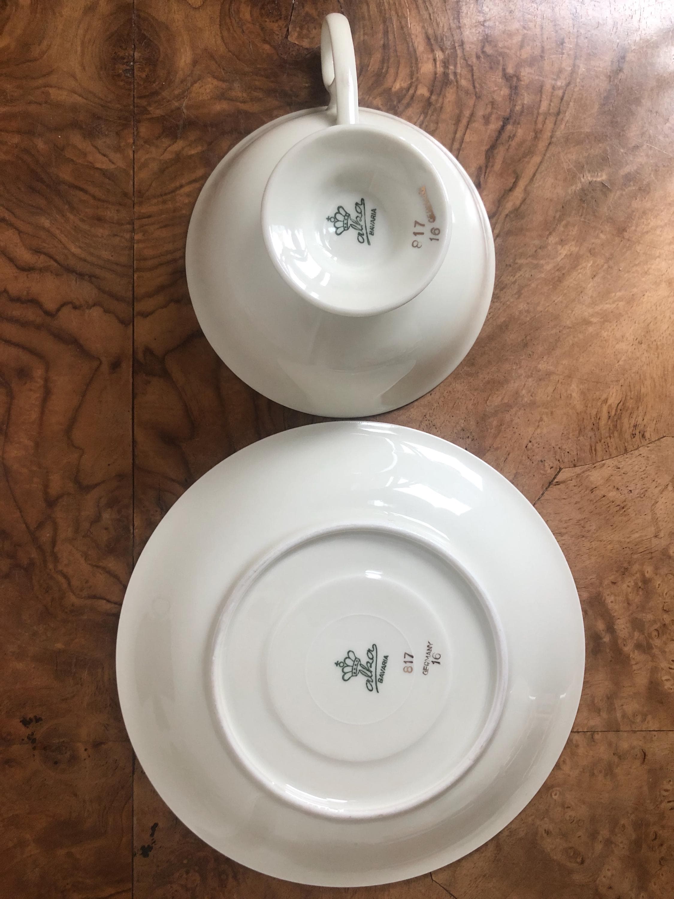 Vintage Alka Bavaria Porcelain Tea Cups: Teal, Pink & Gold, 1940s