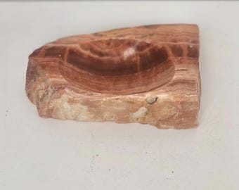 Vintage Italian Alabaster Ashtray: Hand Carved Stone Trinket Dish