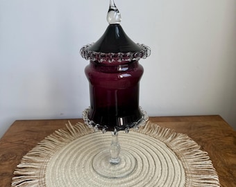 Vintage Handblown Amethyst Glass Apothecary Jar: Italian Empoli Bonbon Dish