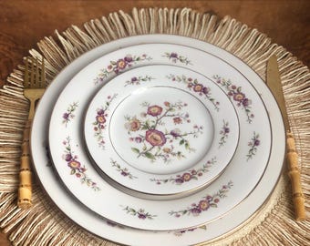 18-piece Vintage Noritake Pink Floral Dinnerware,  Asian Song Set for 6 Dainty Flowers Elegant Tableware
