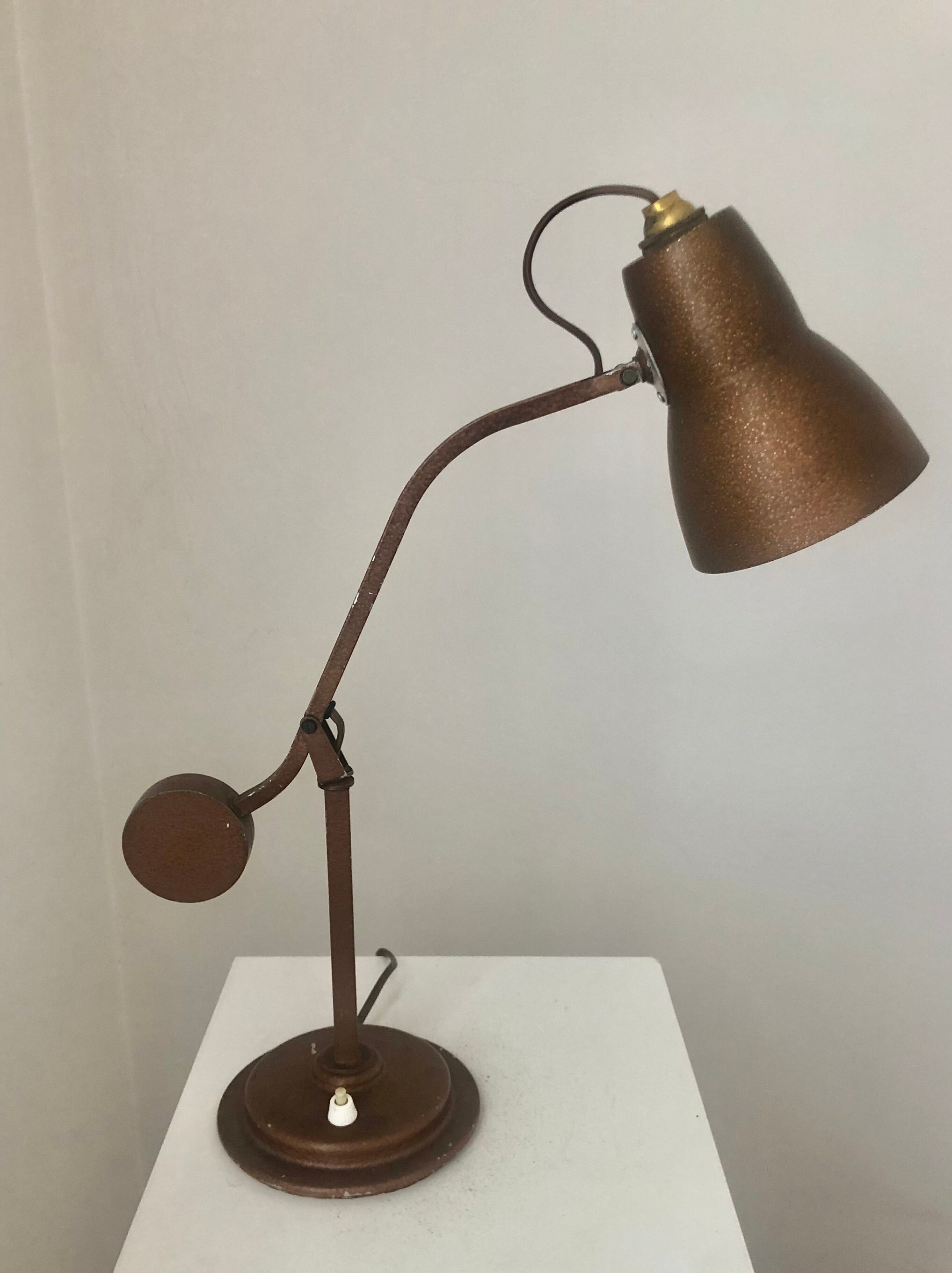 Vintage 1940s Hadrill and Horstmann Balance Desk Lamp, Patinated