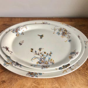 Vintage Haviland Limoges Platters: Blue Wildflower Nesting Serving Dishes