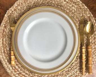 12-piece Antique Classic Gold Rimmed Dinnerware Set: Pouyat Limoges Service for 4