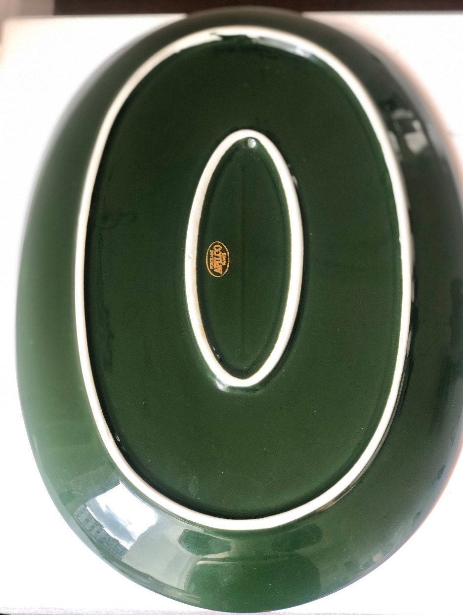 Vintage Apilco Oval Dinner Plates Set of Green and Gold Etsy UK