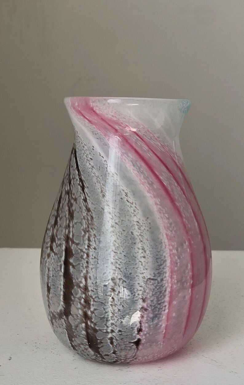Vintage Pair Small Striped Pink Glass Vases Caithness Pink Etsy
