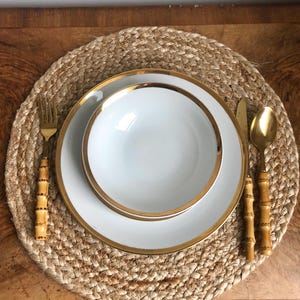 Vintage Bohemia Porcelain Dinnerware Set: White & Gold Rim, 18-Piece Table Setting for 6