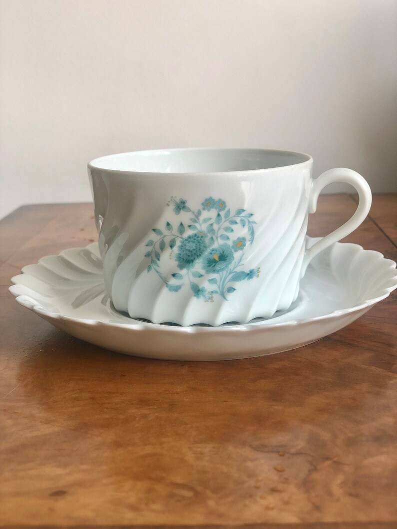 15pieces Haviland Limoges Tea Set for 6 Light Blue Floral Design