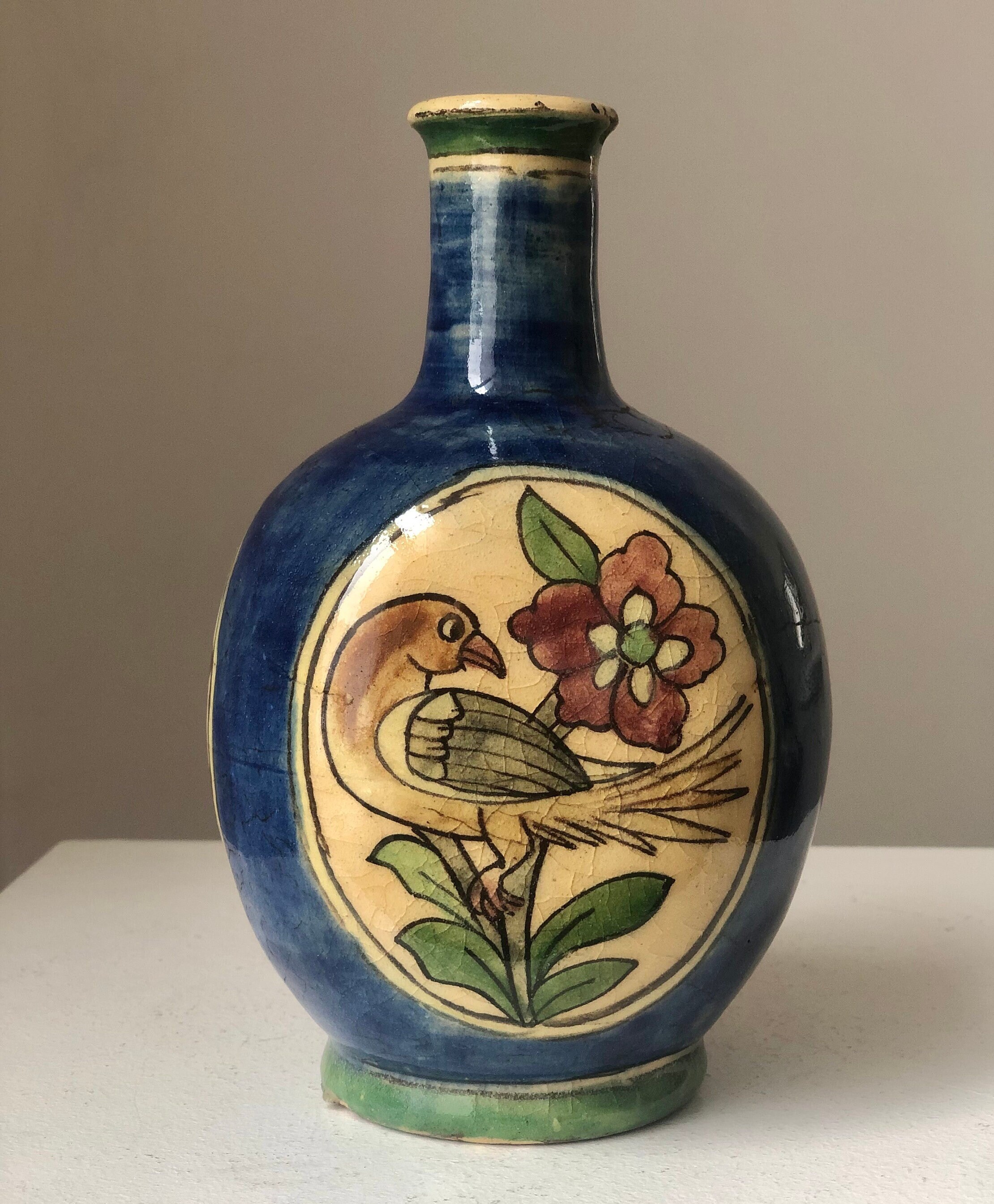 古い鉢 ペルシャ陶器 鳥 TAKIYA ペルシア陶器 『 双鳥文鉢 』 ペルシャ