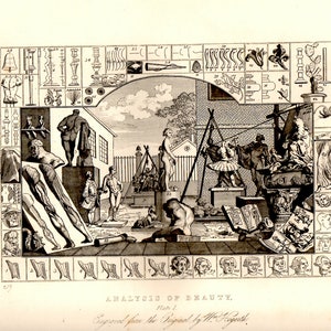 1841 Antique print = W. HOGARTH = Analisys of Beauty I LONDON Engraving ENGRAVING