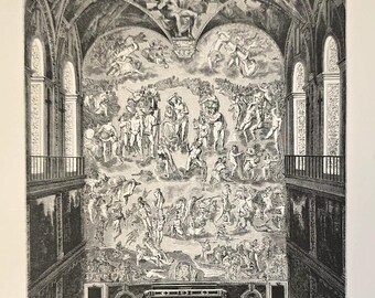 1873 VATICAN Rome Cappella SISTINA Ancient Print - VATICANO Roma Cappella Sistina Antica Stampa Xilografica