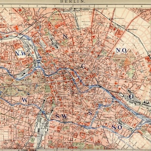 1899 Oude Kaart = BERLIJN Duitsland = Topografische Kaart = Oude Kaart