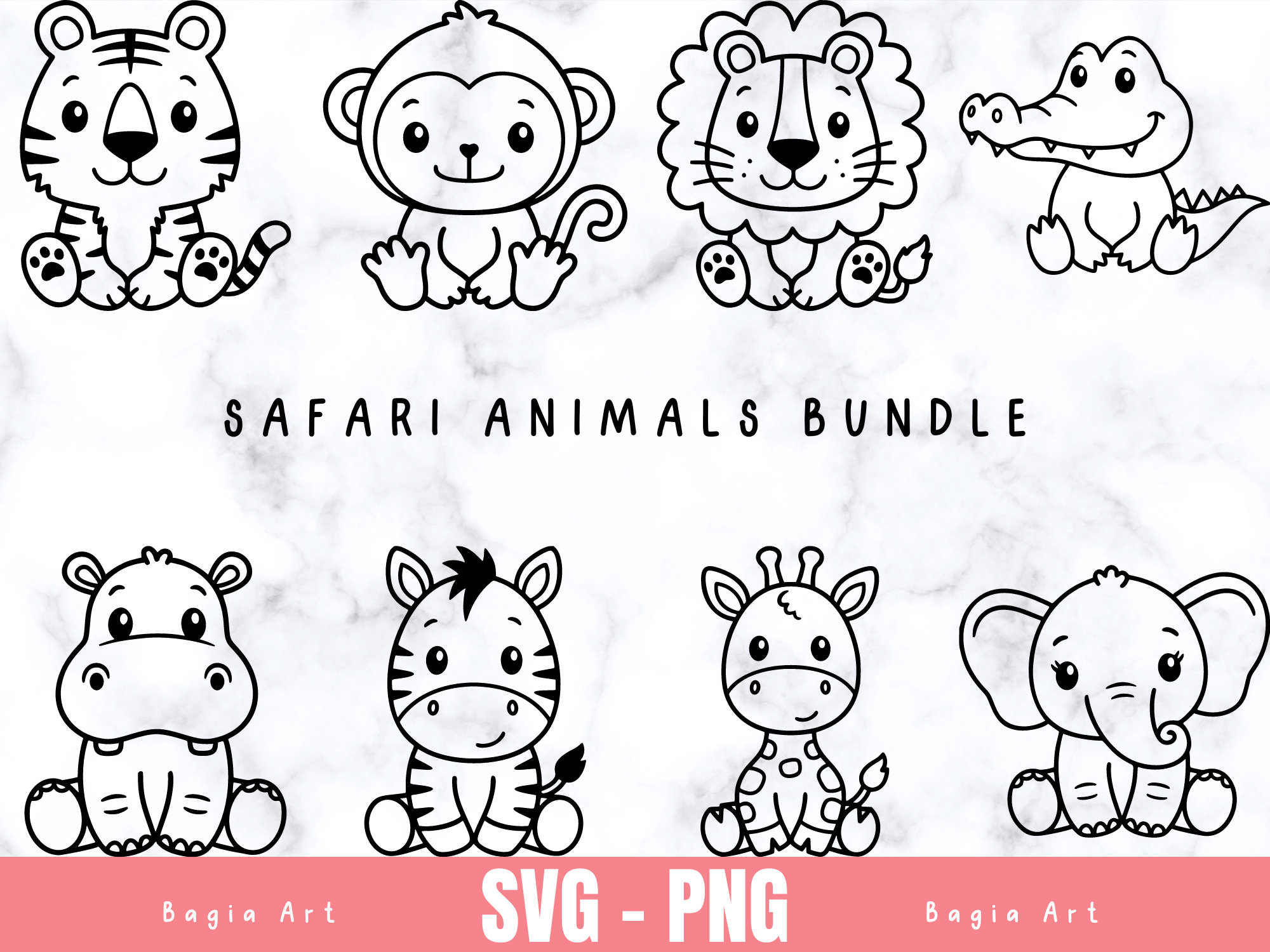 Safari Tiere Umriss SVG niedliche afrikanische Dschungel Tier - Etsy.de