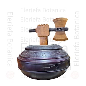 batea de shango tayado en madera | chango wood batea with axe | acha / batea con acha / black