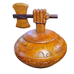 batea de shango tayado en madera | chango wood batea with axe | acha
